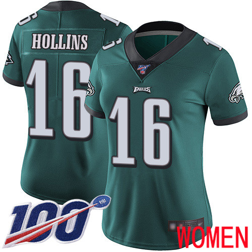 Women Philadelphia Eagles #16 Mack Hollins Midnight Green Team Color Vapor Untouchable NFL Jersey Limited1->nfl t-shirts->Sports Accessory